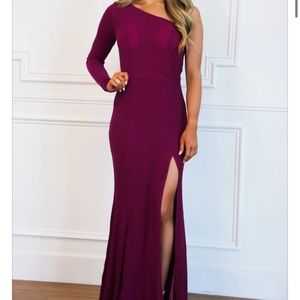 Sparkly Magenta One Shoulder - Maxi